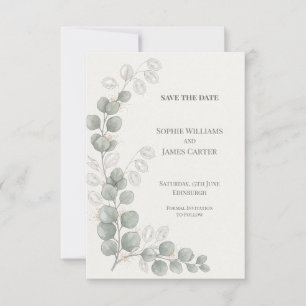 Silver Eucalyptus Wedding Save The Date