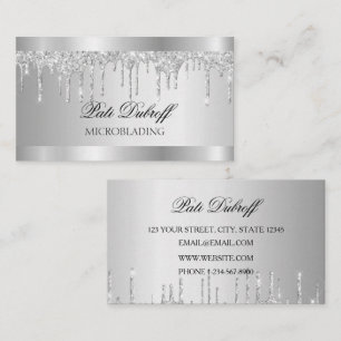 Silver Eyebrow Salon Microblading Glitter Business Card