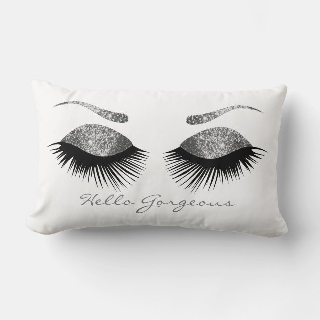 Silver Eyelash and Brows - Hello Gorgeous Lumbar Pillow (Front)