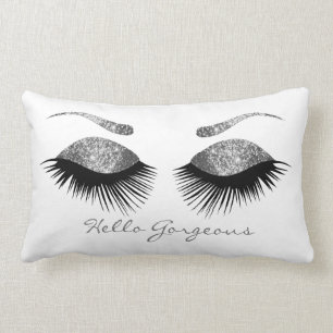 Silver Eyelash and Brows - Hello Gorgeous Lumbar Pillow