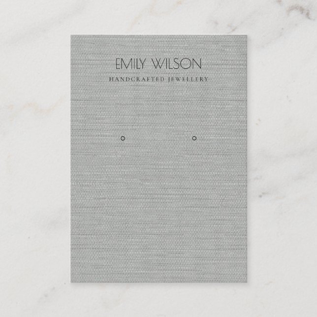 SILVER FABRIC FOIL CANE TEXTURE EARRING DISPLAY BUSINESS CARD (Front)