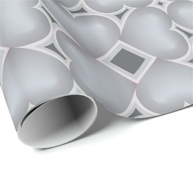 Silver Fade Hearts Wrapping Paper (Roll Corner)