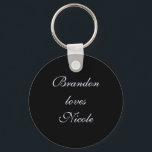 Silver Fairy Tale Love Key Chain (black)<br><div class="desc">A sweet,  fun groom loves bride key chain. Looks cute as a purse charm!</div>
