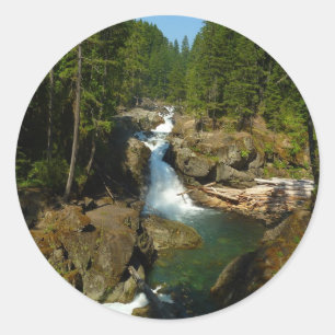 Silver Falls at Mount Rainier National Park Classic Round Sticker