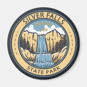 Silver Falls State Park Oregon Badge Vintage Magnet