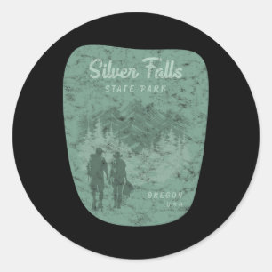 Silver Falls State Park Oregon Hiking Retro Vintag Classic Round Sticker