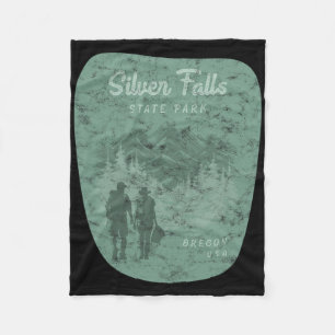 Silver Falls State Park Oregon Hiking Retro Vintag Fleece Blanket