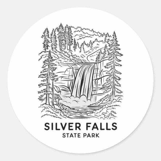 Silver Falls State Park Oregon Waterfall Camping S Classic Round Sticker (Front)