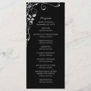 Silver Faux Diamond Border Wedding Program