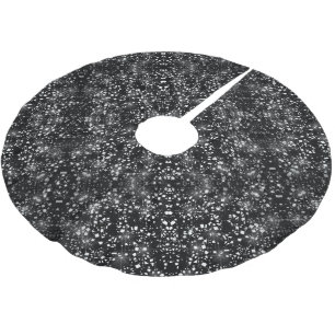 Silver Faux Glass Glitter Sparkle on Black Brushed Polyester Tree Skirt