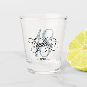 Silver Faux Glitter 18th Birthday Shot Glass
