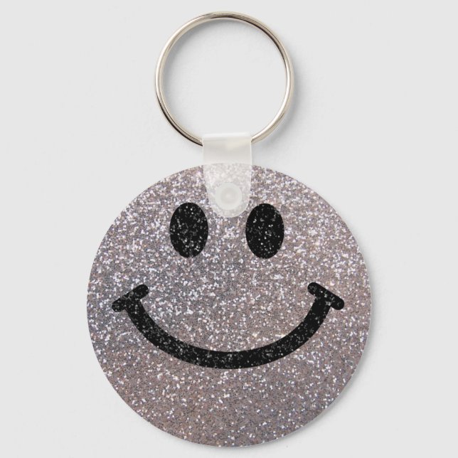 Silver faux glitter face keychain (Front)
