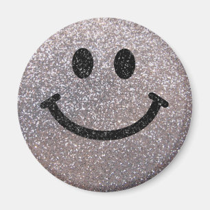 Silver faux glitter face magnet