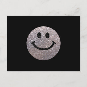 Silver faux glitter face postcard