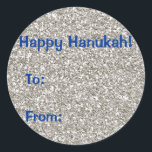 Silver (faux) Glitter Hanukkah Gift Stickers<br><div class="desc">Questions? Regella@Rocketmail.com</div>