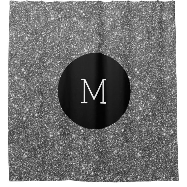 Silver Faux Glitter Pattern Girly Monogram (Front)