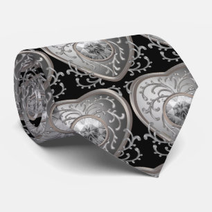 Silver faux Jewel Fairy Heart  Tie