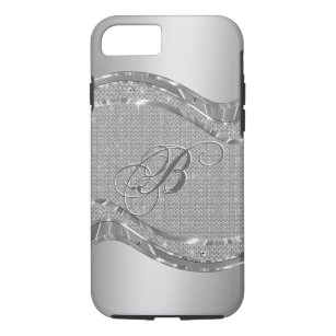 Silver Faux Metallic Look With Diamonds Pattern 2 iPhone 8/7 Case