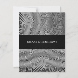 Silver Faux Silk Fabric Abstract Birthday Party Invitation