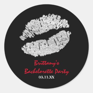 Silver Faux Sparkle Lips Kiss Party Favour Sticker