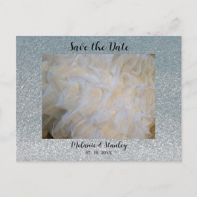 Silver Faux Sparkle Save the Date Announcement Postcard (Front)