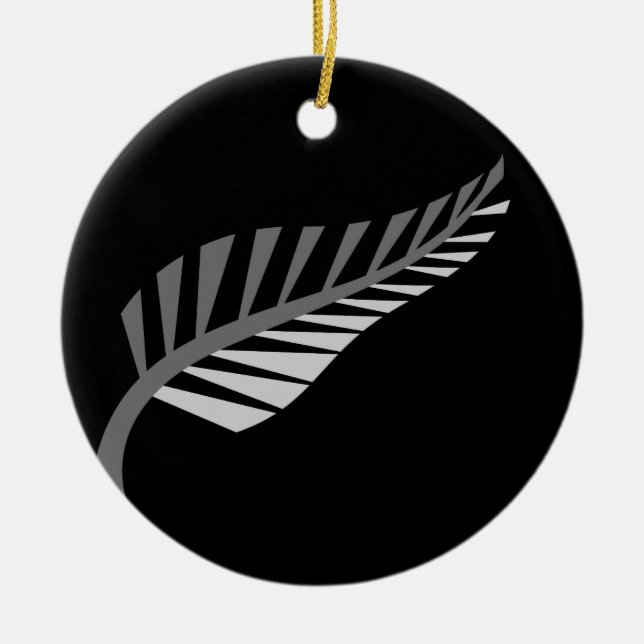 Silver Fern Awesome New Zealand image Ceramic Ornament (Front)