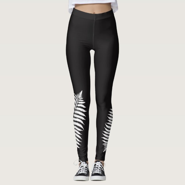 Silver Fern Black and White Leggings (Front)