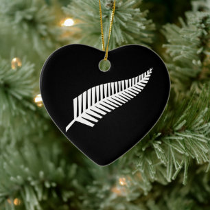 Silver fern flag (NZ) Ceramic Ornament