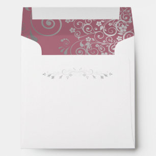 Silver Filigree Frills Dusty Rose Square Wedding Envelope