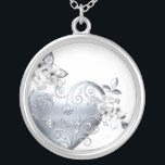 Silver Filigree Heart & White Roses Silver Plated Necklace<br><div class="desc">This pretty Filigree Heart & White Roses Wedding design is available on a variety of customizable products here at www.zazzle.com/BlessedMemories* . Take your time and play with the "Customize it!" feature. If you need any help, please just use the "send message" link on the side menu, and I'll be happy...</div>