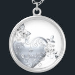 Silver Filigree Heart & White Roses Silver Plated Necklace<br><div class="desc">This pretty Filigree Heart & White Roses Wedding design is available on a variety of customizable products here at www.zazzle.com/BlessedMemories* . Take your time and play with the "Customize it!" feature. If you need any help, please just use the "send message" link on the side menu, and I'll be happy...</div>