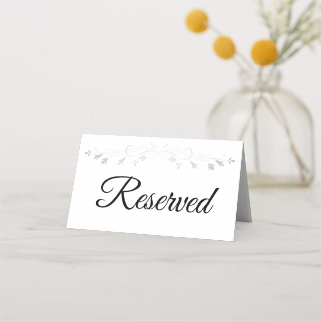 Silver Filigree Simple Elegant Wedding Reserved Place Card (Front)