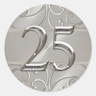 Silver Filigree Swirls 25 Classic Round Sticker