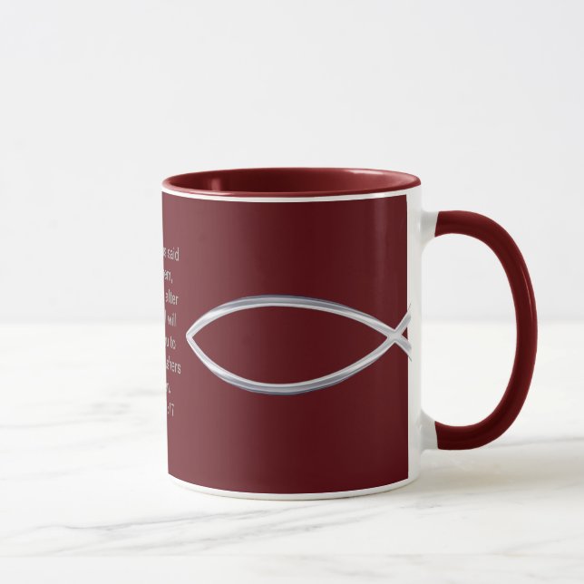Silver Fish and scripture cover this mug... Mug (Right)