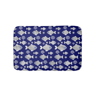 Silver Fish Evil Eye Pattern Bath Mat