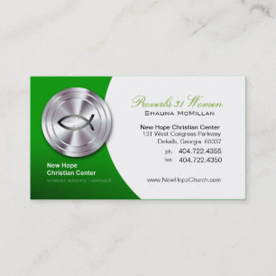 Silver Fish IXOYE Christian Symbol Minister/Pastor Business Card