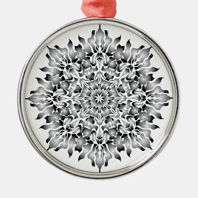 Silver Flame Snowflake Ornament (Front)