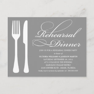 SILVER FLATWARE REHEARSAL DINNER INVITE