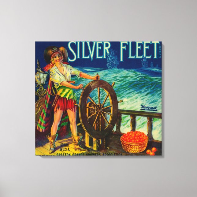 Silver Fleet Orange LabelMentone, CA Canvas Print (Front)
