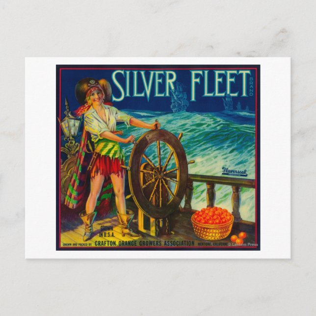 Silver Fleet Orange LabelMentone, CA Postcard (Front)