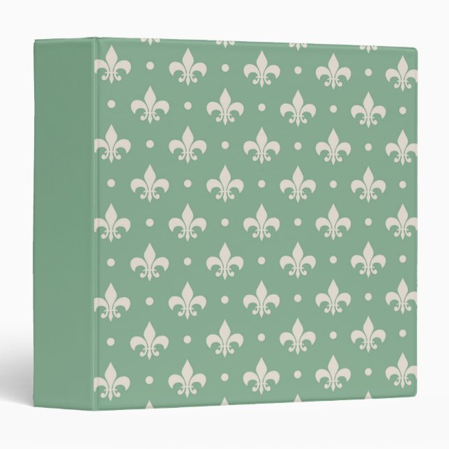 Silver Fleur De Lis pattern on green background Binder (Front/Spine)