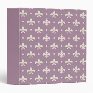 Silver Fleur De Lis pattern on purple background Binder