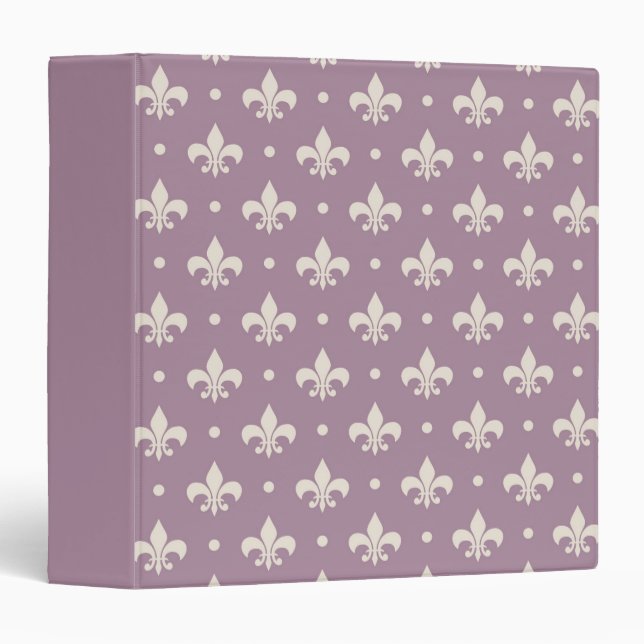 Silver Fleur De Lis pattern on purple background Binder (Front/Spine)