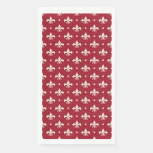 Silver Fleur De Lis pattern on red background Napkin