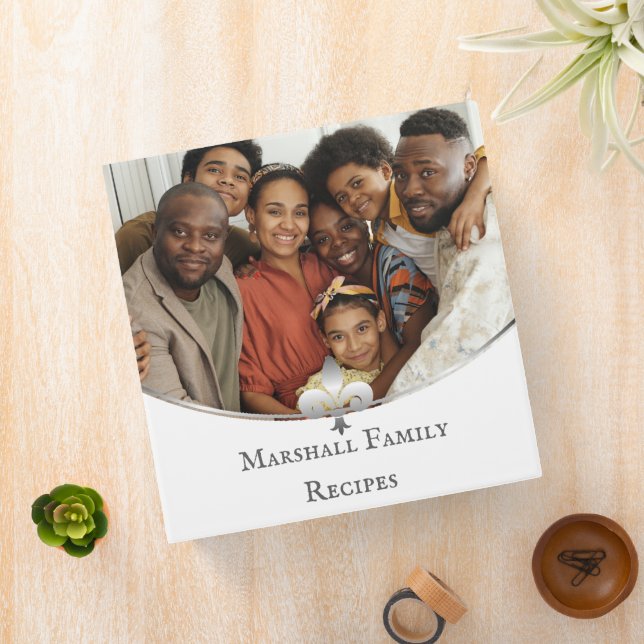 Silver Fleur de Lis Photo Family Recipe Binder (In Situ)