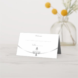 Silver Fleur de Lis Wedding Reception Place Card