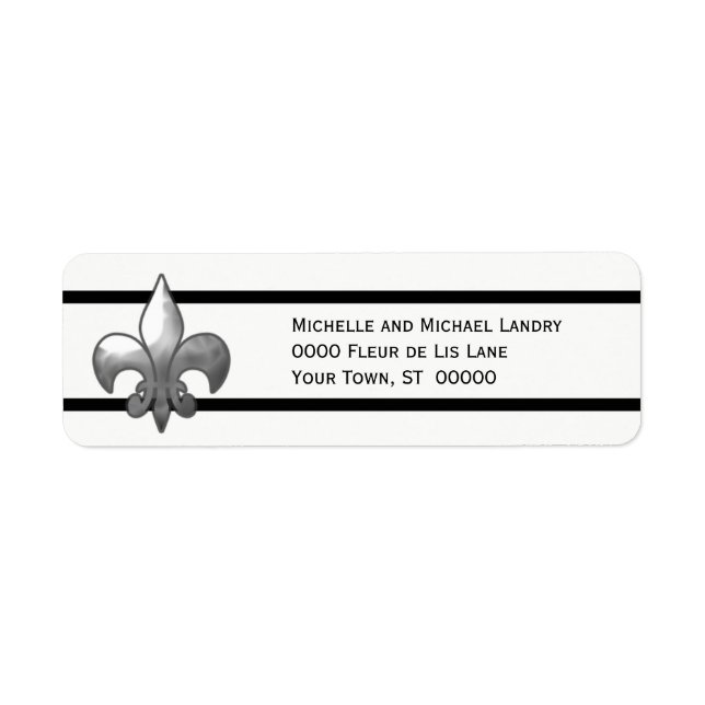 Silver Fleur de Lis with Black Stripes (Front)