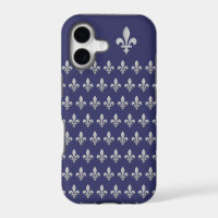 Silver Fleur de lys Royal Blue iPhone 5 Case