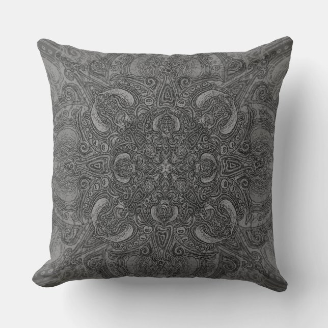 Silver Fleury Throw Pillow (Front)