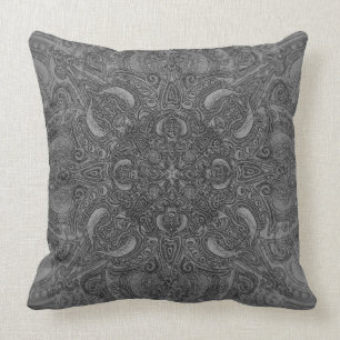 Silver Fleury Throw Pillow